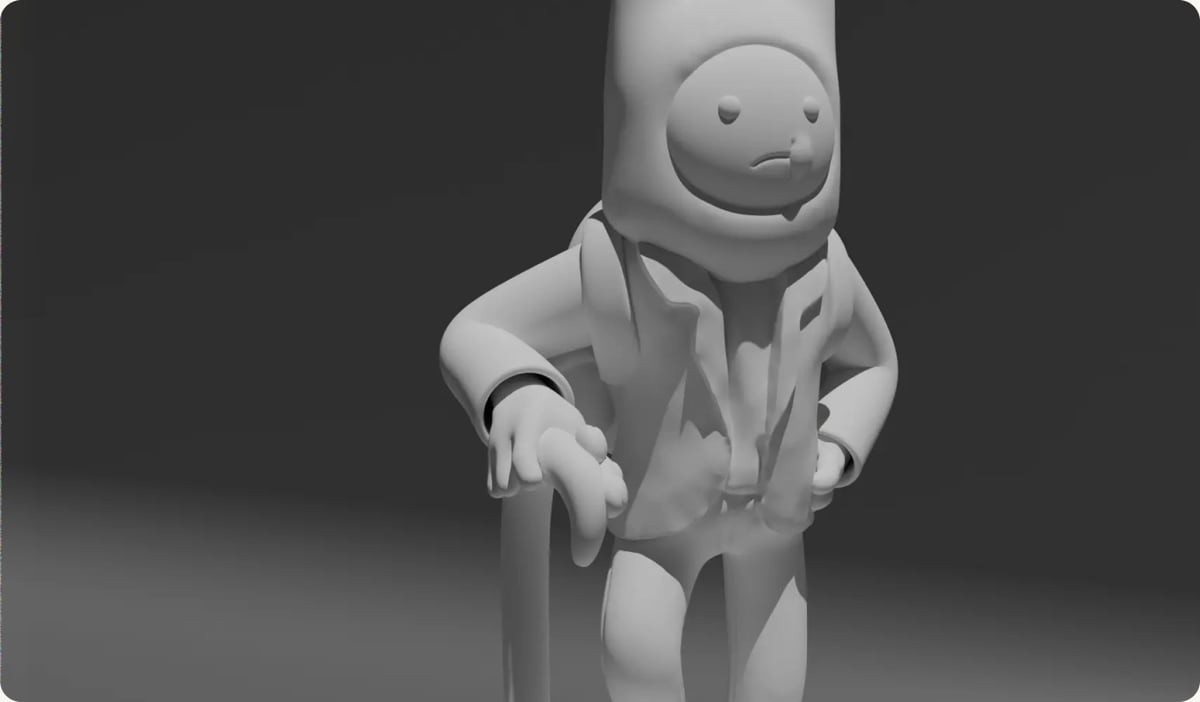 Clay render rzeźbionego modelu postaci