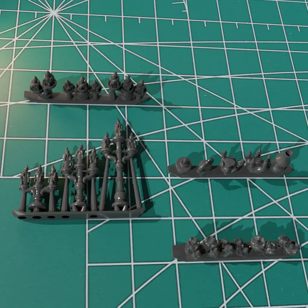 Miniaturowe świeczki (15 zestawów) | Zestaw elementów do podstawek figurek RPG stołowych