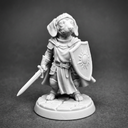 Paladin Dachshund — sword and shield, 32 mm miniature (Dungeons and Dachshunds)