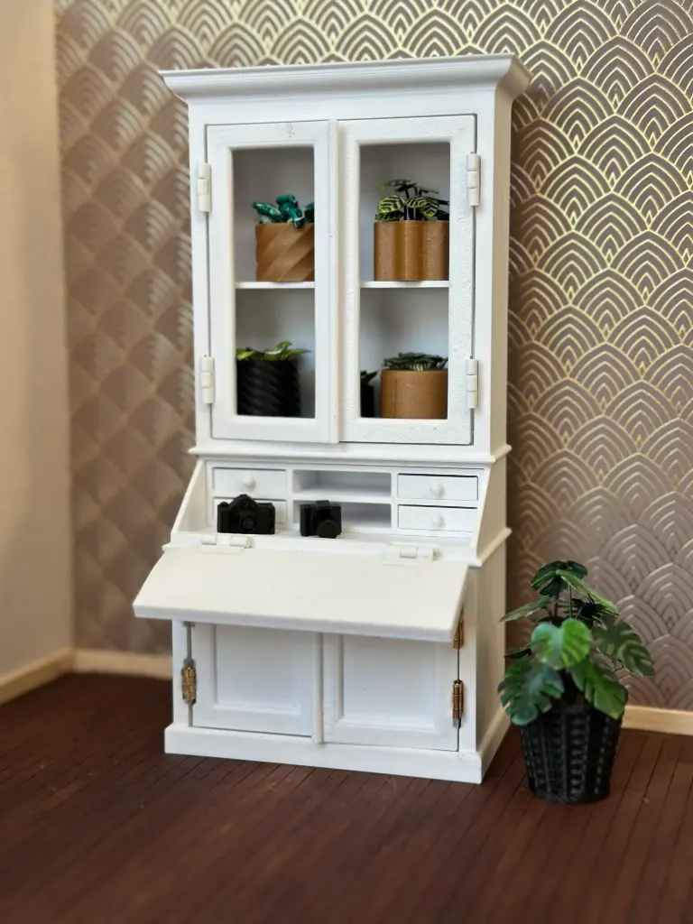 White Miniature Cabinet - 1:12 Scale Dollhouse Furniture