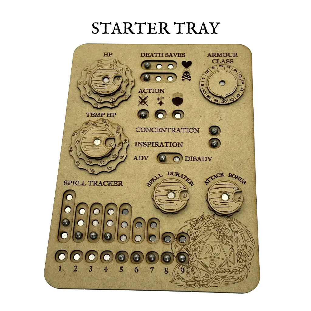 Magnetic DND Stat Tracker Tray – Character Board Organizer - Starter