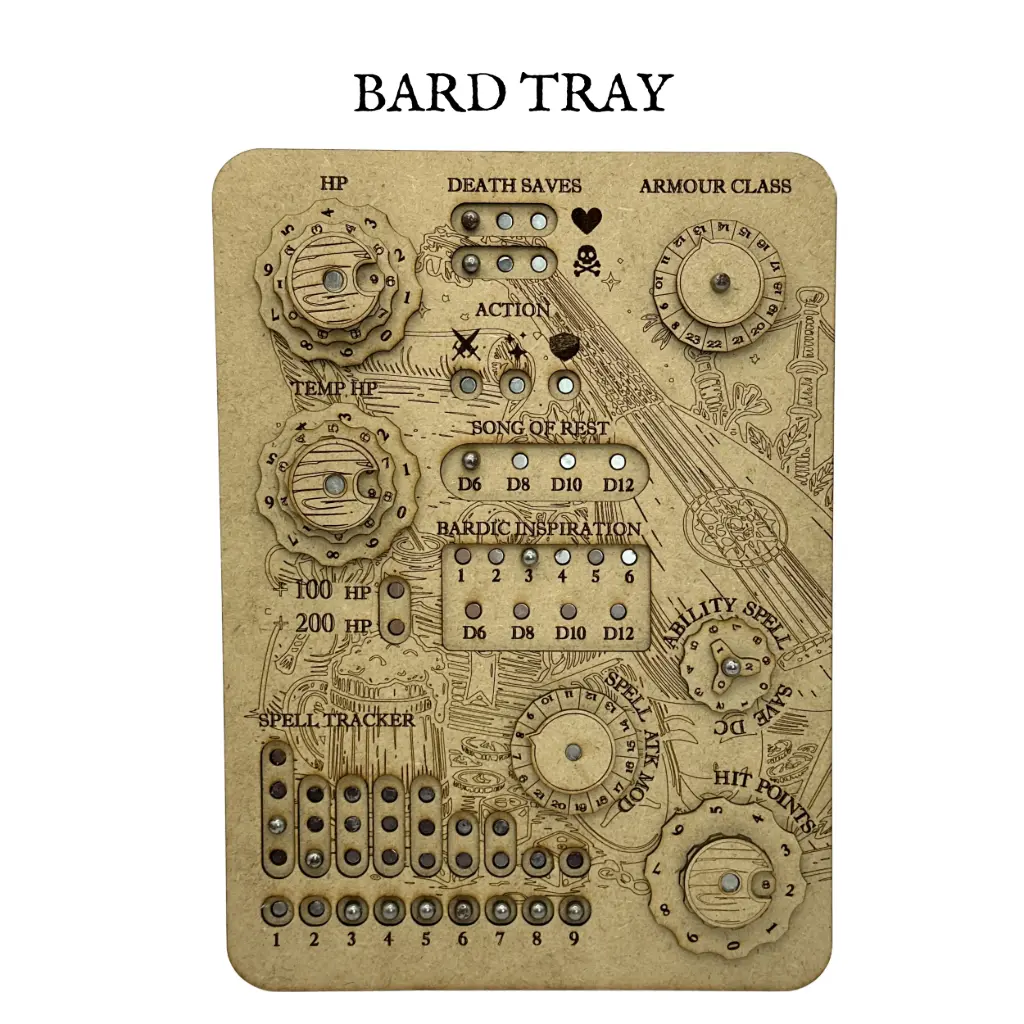 Magnetic DND Stat Tracker Tray – Character Board Organizer - Bard
