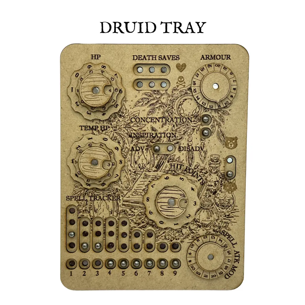 Magnetic DND Stat Tracker Tray – Character Board Organizer - Druid