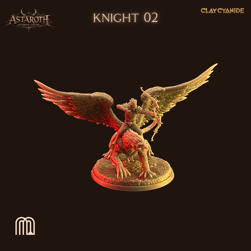 [FIG-021] Demon Knight Archer on Griffin — demoniczna figurka do gier RPG i bitewnych, 50 mm
