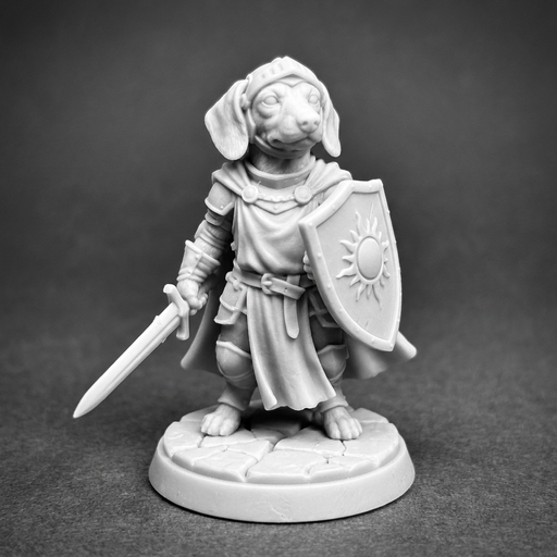 [FIG-073] Jamnik paladyn — miecz i tarcza, figurka 32 mm (Dungeons and Dachshunds)