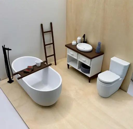 Bathroom Set for Dollhouses Scale 1:12 