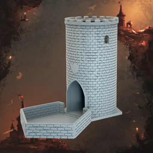 Wieża zamkowa – drukowany w 3D roller do kości – średniowieczne akcesorium RPG